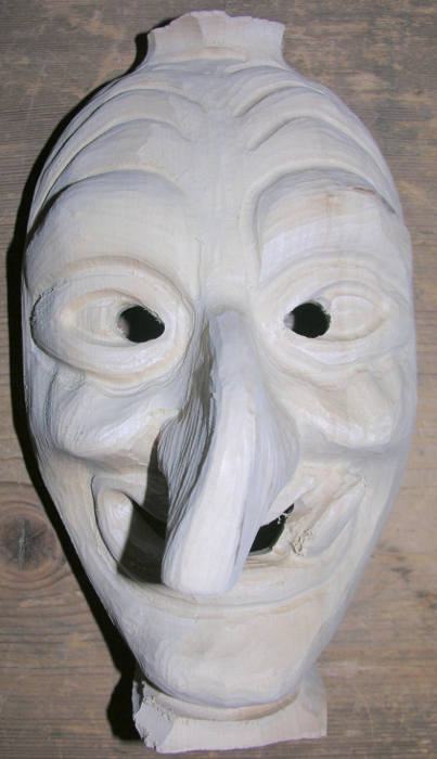 Hexenmaske Walpurgis, Holzrohling zum selber Schnitzen