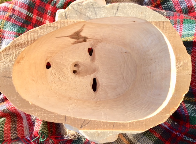 Holzmaske Oma, Holzrohling zum selber Schnitzen und Gestalten
