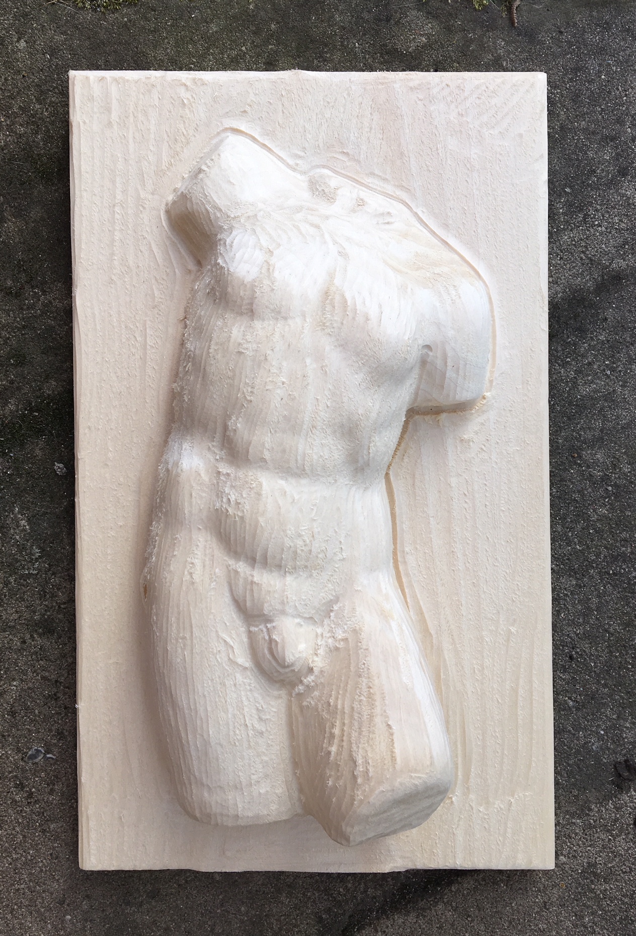 Relief männlicher Torso, Rohling 28 cm