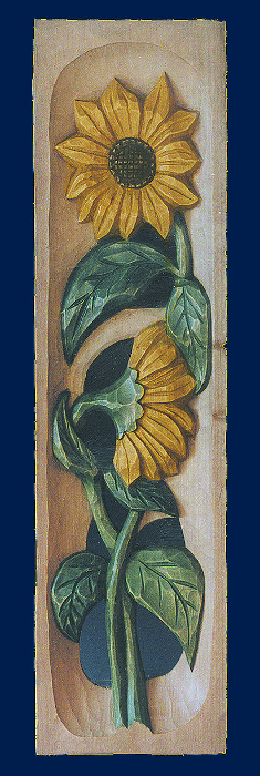 Relief Sonnenblumen, Holzrohling zum Schnitzen, 60 cm