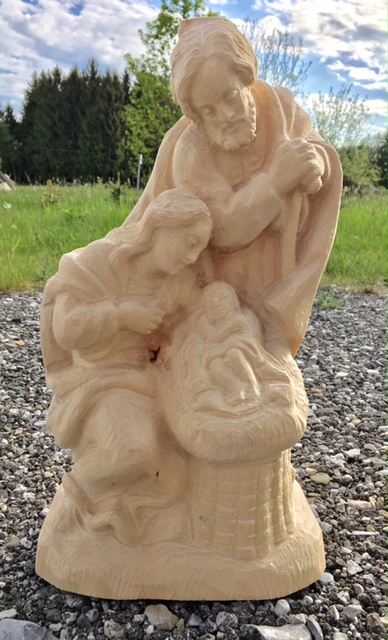 Block-Krippe, Heilige Familie, Holzrohling zum Schnitzen, 40 cm